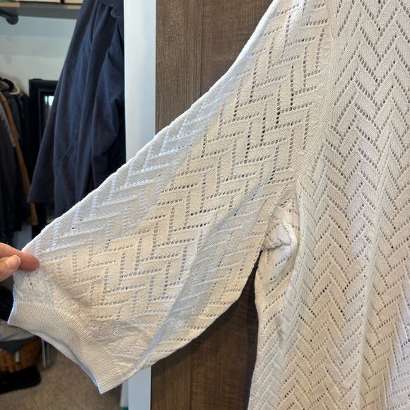 NWT Talbots Plus 3X Sweater Pointelle Round Neck White - Picture 6 of 9